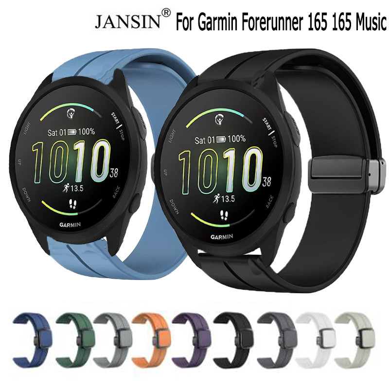 Jansin Dây đeo silicon có khóa từ tính, vòng tay cho Garmin Forerunner 165 165 Music