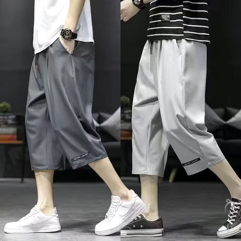 Quần lửng Nam Mùa Hè Xám Băng Lụa