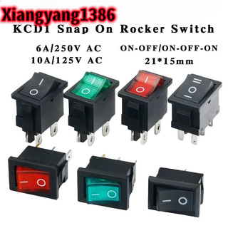 Kcd1 snap on rocker switch kcd1-101 21 * 15mm snap-in on-off / on-off-on marine rocker power switch