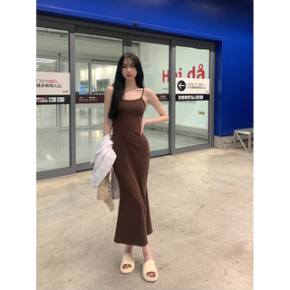 Váy cottagecore Váy 2 dây trễ vai bigsize nữ Đầm hai dây Váy đi biển Suspenders Váy ôm vừa vặn Váy ôm hông dài mùa hè