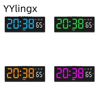 YYlingx Đồng hồ treo tường điện tử, Đồng hồ LED kỹ thuật số nhiệt độ treo tường, Đồng hồ bàn hiển thị lịch 12 / 24H