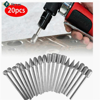 Sẵn sàng! 20 Chiếc 120 Grit Khoan Bộ Kim Cương Burr Bộ Dụng Cụ Mài Xoay Cho Gỗ Nhựa Thủy Tinh Kim Loại Gốm Sứ