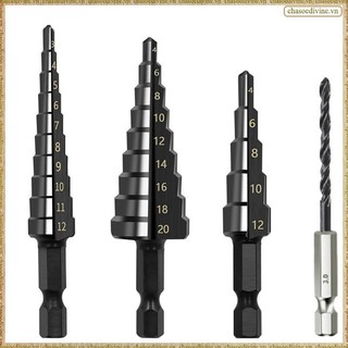 [K O G X] 4 Cái 3-12 4-12 4-20mm HSS Mũi khoan bước rãnh thẳng Nitride Máy khoan xoắn Máy cắt lỗ kim loại bằng gỗ Dụng cụ khoan lõi