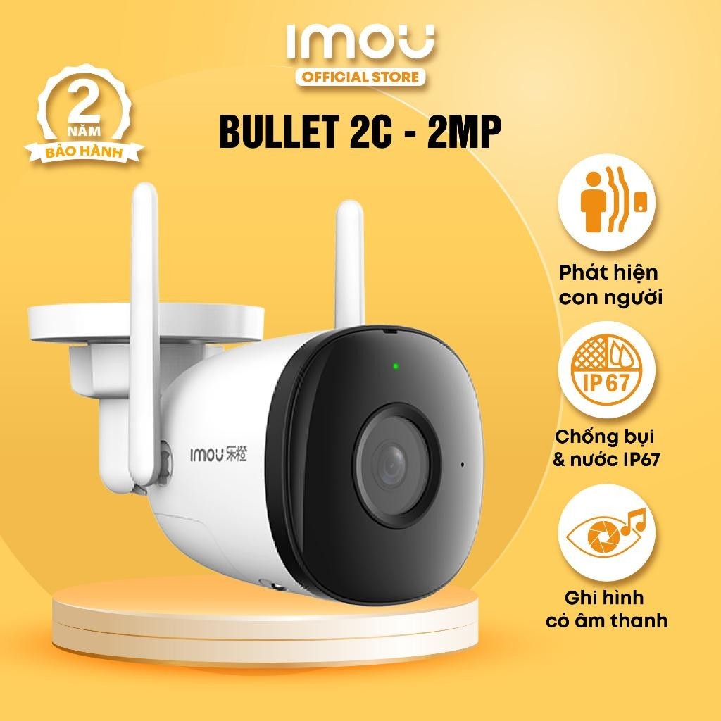 Camera Wifi ngoài trời Imou Bullet 2C (2MP) I IPC-F22P I Chống nước IP67