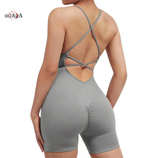 Woada Nữ Dây Đeo Áo Liền Mạch Áo liền quần Điều Khiển Bụng Đệm Một Mảnh Áo Ngực Thể Thao Gân Nhanh Khô Thể Dục Áo VN