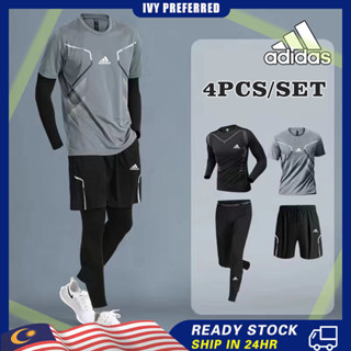 [4 Cái / bộ] 2024 Bộ đồ thể thao nam mới 4 Bộ đồ thể thao Áo thun ngắn tay Quần Short thể thao Áo dài tay bó sát Quần legging dài Quần legging tập thể dục Chạy bộ Đồ thể thao