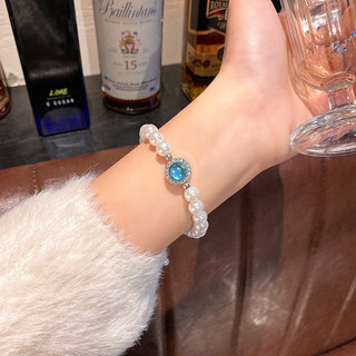 2024 Aquamarine Giả Ngọc Trai Vòng Tay Nữ Niche Phù Hợp Với Vòng Tay Ánh Sáng Sang Trọng Cao Cấp Phụ Kiện 20021