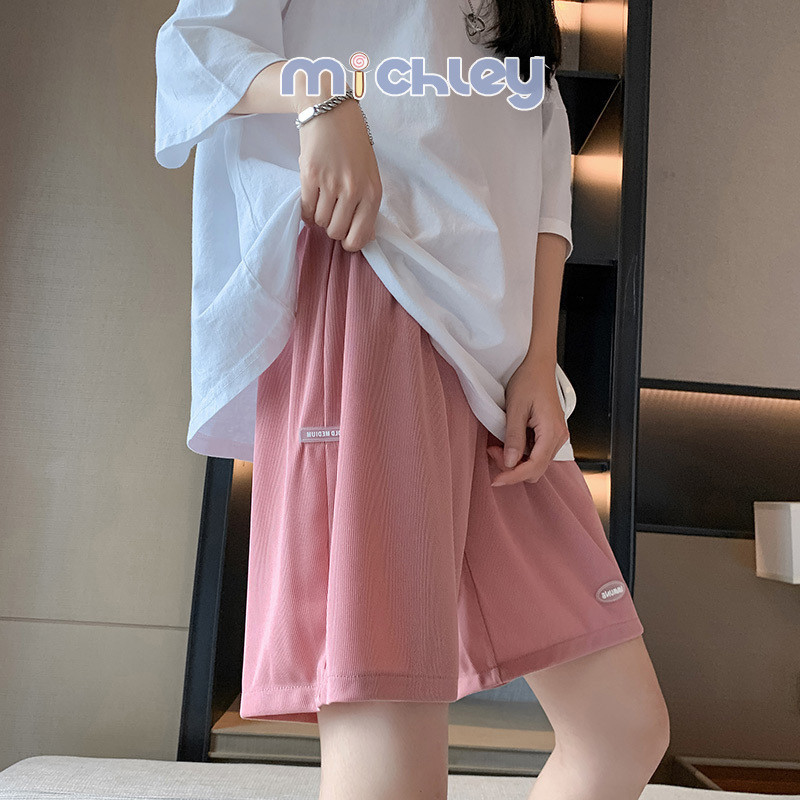 Michley Quần short nữ mang thai cho mùa hè quần short mỏng áo khoác ngoài cỡ lớn quần ống rộng dáng rộng thông thường có thể điều chỉnh quần dài vừa phải