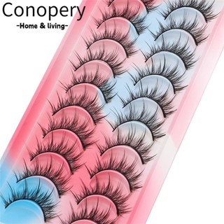 Conopery 10 Cặp Manga Lông Mi Spiky Wispy Lông Mi Giả Mắt Mèo Trang Điểm Dramatic Anime Mi