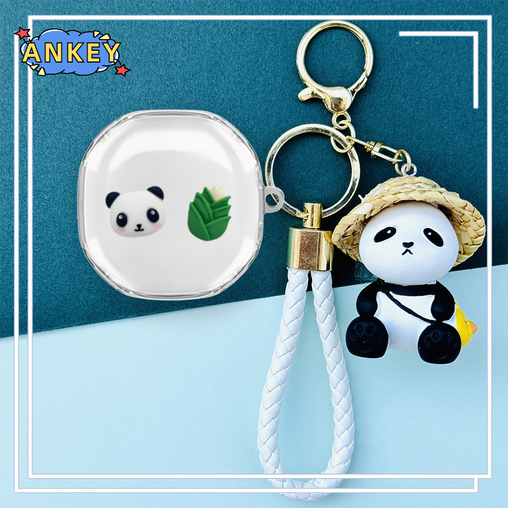 Clear Case for Shokz OpenFit Pro (T010) Case Soft Clear Panda Bamboo Cartoon Pattern TPU Shockproof 