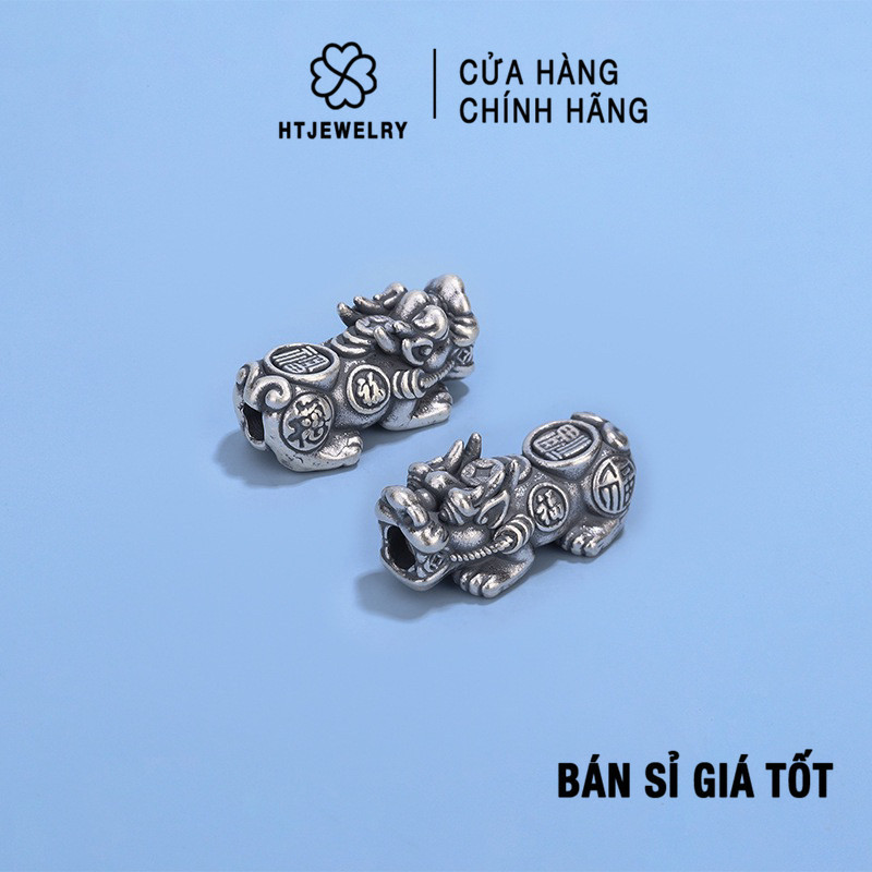 Charm Bạc Tỳ Hưu Kim Tiền Tài Lộc Bạc Đen HTJEWELRY PH033