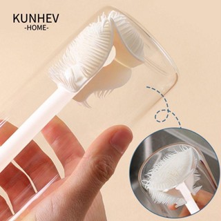 KUNHEV chải cốc Máy làm sạch kính tay cầm dài màu trắng, Đầu bàn chải gấp Bàn chải làm sạch bằng silicon Bình sữa