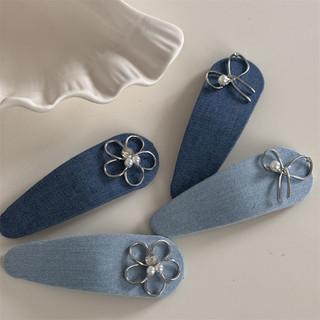 Kẹp tóc nơ Denim cổ điển Kẹp tóc hoa