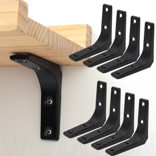 2 CÁI Giá đỡ góc hình chữ L - Nẹp góc kim loại phủ màu đen - Giá đỡ khớp góc phải - 90 độ, hạng nặng - Dành cho kệ, tủ, ghế - Đầu nối góc