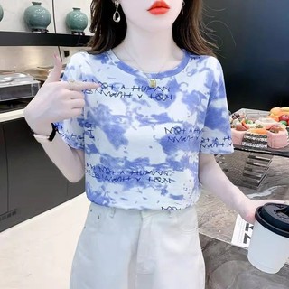 [Hàng có sẵn] Cửa hàng độc quyền tại nhà máy Áo thun dáng rộng mùa hè dành cho nữ tay ngắn 2024 Áo thun in hình cà vạt phong cách mới phù hợp cho mọi trận đấu Niche Top 3D Ba-