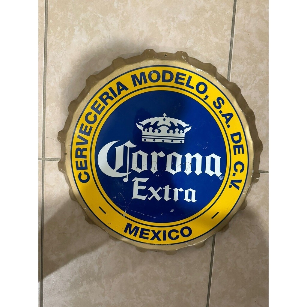 Corona Extra Beer Crown Mexico Nắp chai Kim loại Quảng cáo Bar Sign / Man Cave 35cm