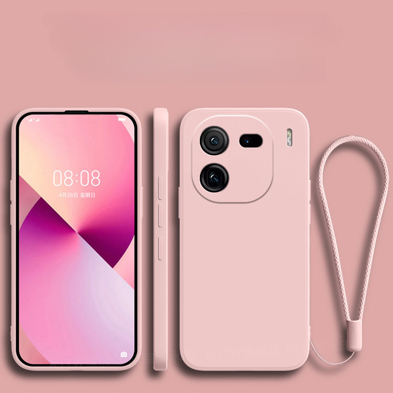 Ốp Điện Thoại Silicon Lỏng Cho VIVO IQOO Z9 Turbo Plus Z9X Matte Chống Sốc Mềm Có Dây Buộc