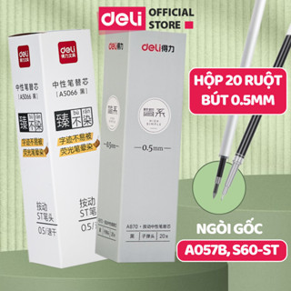 Hộp 20 ruột bút gel Deli ngòi 0,5mm viết êm, trơn tru, mực cao cấp, nhanh khô ngòi gốc dùng thay thế cho A575 A057B S60