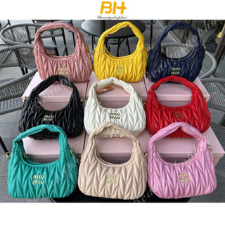 Miu Cùng Phong Cách Xếp Ly Bánh Bao Thời Trang Hình Thoi Thêu Chỉ Tay Mang Đám Mây Vai Đeo Ngang Hobo Túi Xách