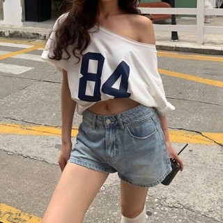 Cutenew In Hình Bất Đối Xứng Nữ Mùa Hè Tay Ngắn Phong Cách Đường Phố Tee