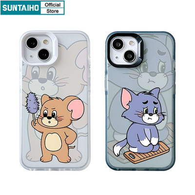 Suntaiho Ốp Lưng iPhone Đẹp Vỏ Dễ Thương Ngộ nghĩnh Họa Tiết Cặp Đôi Trong Suốt Mờ Dành Mèo Chuột Ốp điện thoại TPU Silicon Mềm Cao Cấp Chống Sốc Cho Iphone 15 14 12 13 11 Pro Max IP 7 8 Plus Iphon X Xs XR XsMax