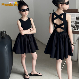 Váy bé gái momchoos, váy đi biển màu đen trẻ em