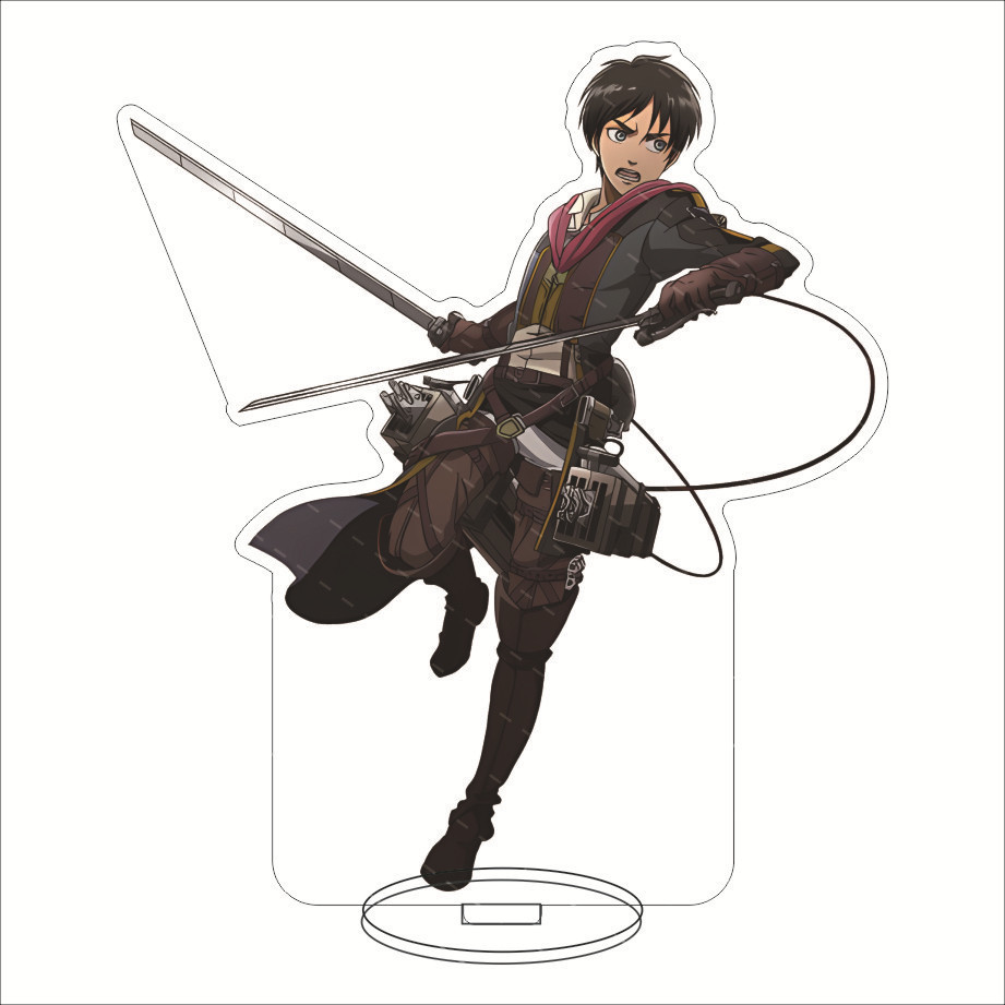 Móc Khoá, Mô Hình Standee Anime Attack On Titan Eren Jaeger Mikasa Trang Trí Bàn Học