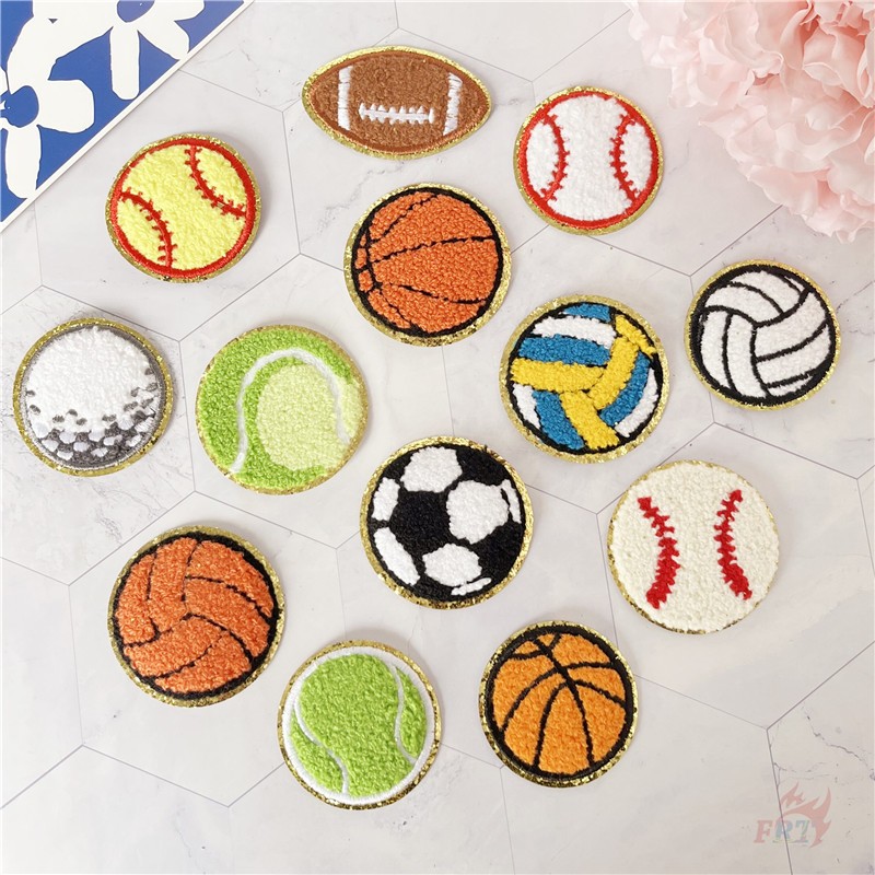 ♥ Trò chơi bóng: Bóng đá / Bóng chuyền / Bóng bầu dục / Quần vợt - Chenille Iron-On Patch ♥ 1 Miếng 