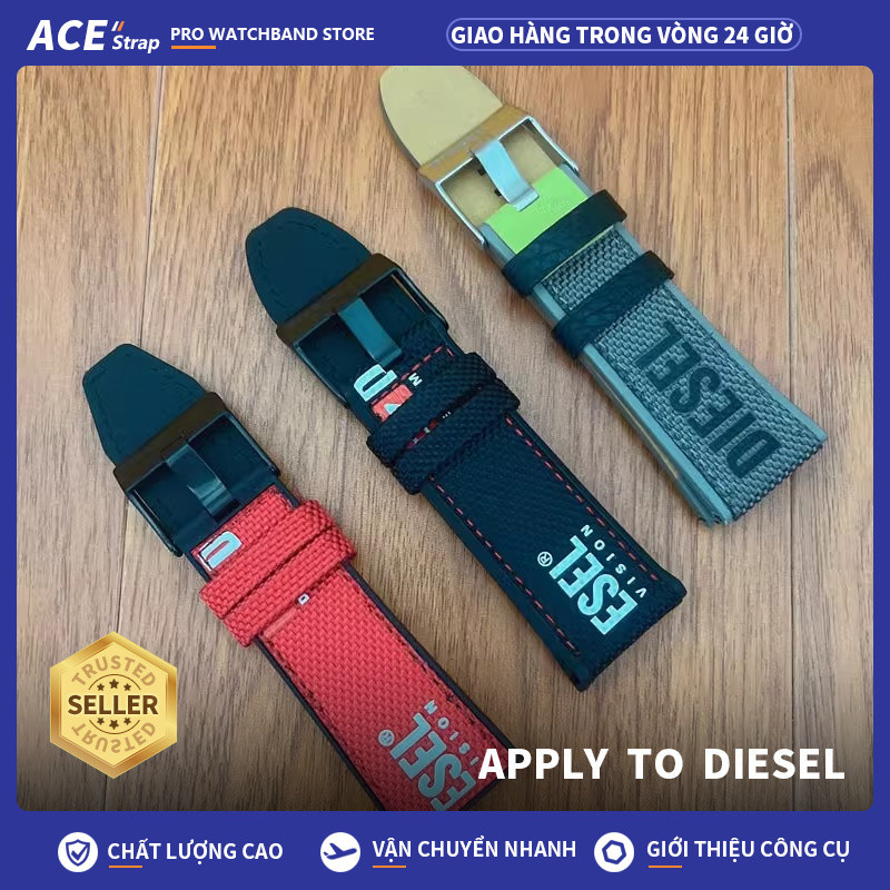 Thích hợp cho đồng hồ DIESEL dây đeo cao su nylon 26mm 28mm thích hợp cho DZ4512/4541/4323/4535/4529