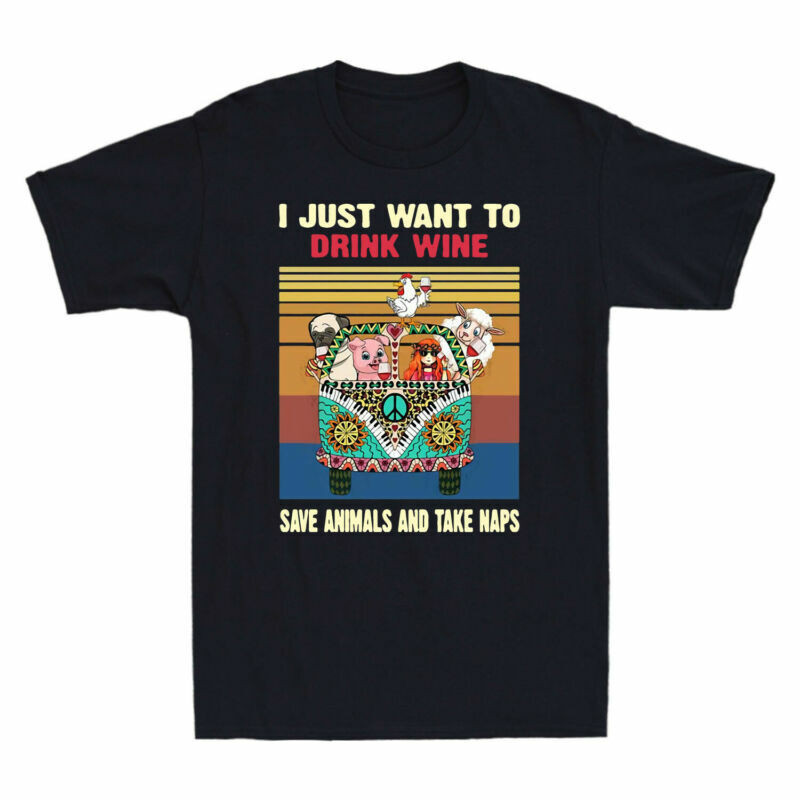 Naps Retro Và Just Wine I Peace Men To Take Want Animal Save Drink Bus Áo thun