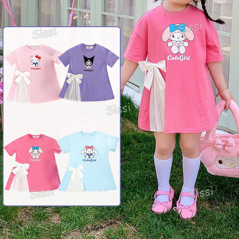 Giai Điệu Cinnamoroll Đồ Ngủ Đầm Trẻ Em Cô Gái Kuromi Cổ Tròn Satin Pyjama Cho Trẻ Em Bé Gái Bộ Đồ Ngủ In Hoạt Hình Kuromi Quần Áo Cho Bé Gái Váy Ngủ Trẻ Em Pijama