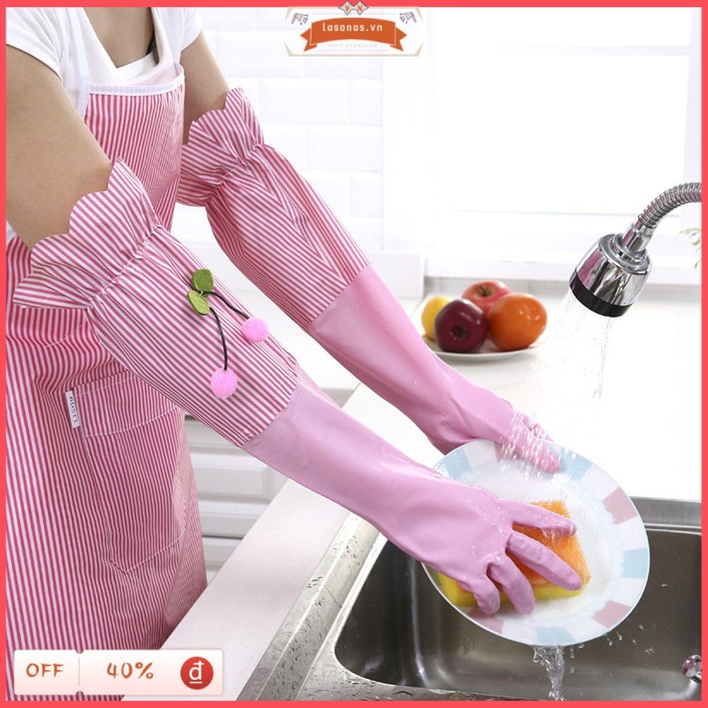 [lasonas] Găng tay rửa chén cao su Pvc sạch nhà bếp Găng tay cao su chống thấm nước