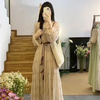 Váy Liền Kiểu Pháp Mẫu Mới Mùa Xuân Hè Váy Dài Dành Cho Người Nhỏ Bé Tôn Dáng Gầy Trẻ Trung 