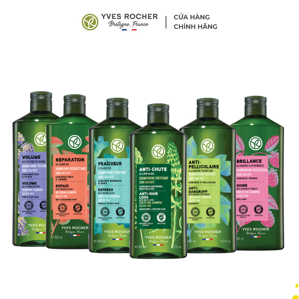 Dầu Gội Dành Cho Tóc Dầu Yves Rocher Refresh Purifying Shampoo Sulfate Free Bottle 300ml
