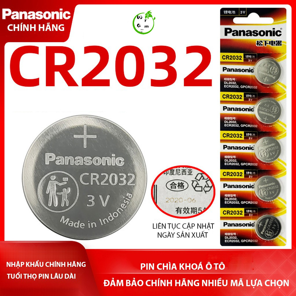 【1 Vỉ  5 Viên】Pin Khuy Cúc Áo Panasonic - Pin Cúc Áo CR2032 3V Lithium
