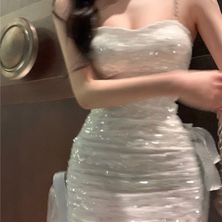 Ngôi nhà của bạn Hào quang cay lala Phân tán thiên hà / Công nghiệp nặng Sequined Nơ Ren-Up Váy Hông Pure Desire Dress WM0R