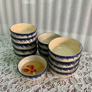 Chén chấm/ chén tương/ chén mắm/ bát nước chấm gốm sứ cao cấp - vẽ phết xanh cổ xưa
