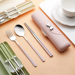 Katelv Bộ Dao Kéo Nơ Dễ Thương Di Động Thép Không Gỉ 304 Hàn Quốc Thìa Và Nĩa Bộ Đũa Flatware Dụng Cụ Có Hộp