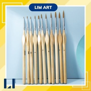 Cọ tỉa đầu nhọn, đi nét lông mềm cán gỗ vàng. Cọ nét nhỏ vẽ tranh, vẽ mô hình tô màu số hóa LIM Art