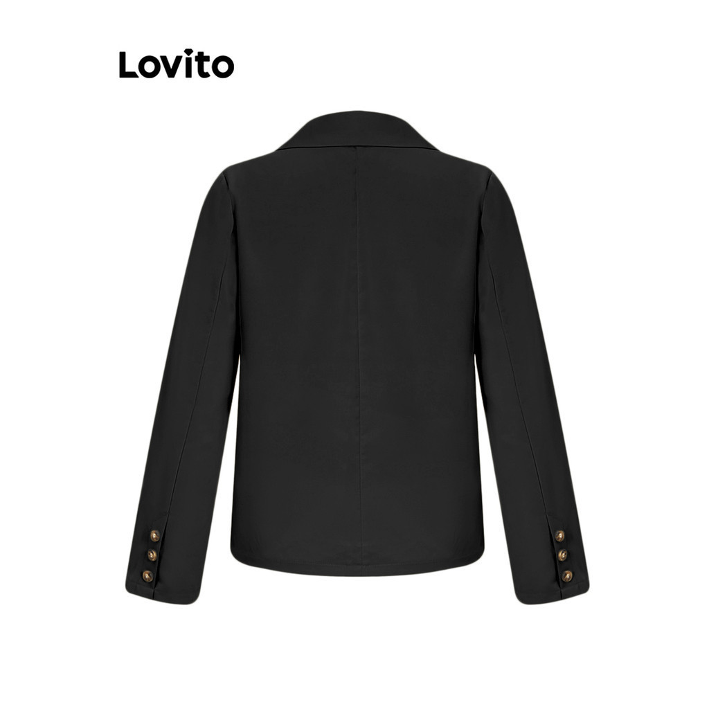 Áo blazer Lovito có nút màu trơn phong cách thường ngày cho nữ LNE36292