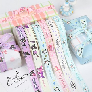 Ossayi 25 Sân Hoạt Hình Sanrio Ruy Băng Kuromi Giai Điệu Grosgrain Ruy Băng Quà Tặng Gói Trang Trí Thủ Công Mỹ Nghệ 22m X 2cm
