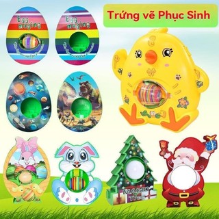 Tranh phục sinh trứng cây giáng sinh trẻ em tự làm vẽ tay bóng tô màu trứng trang trí giáng sinh đồ chơi d