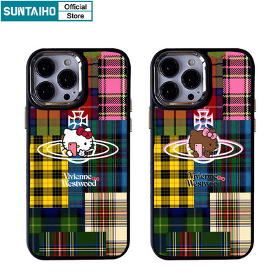 Suntaiho Ngộ nghĩnh Hoạt Hình Dễ Thương Họa Tiết Lưới Mèo Ốp lưng Iphone 15 14 12 13 11 Pro Max IP 7 8 Plus Iphon X Xs XR Xs Max Silicone Mềm Cao Cấp Chống Sốc Ốp Lưng
