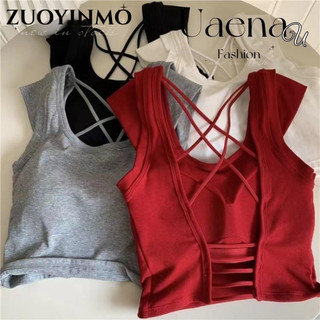Áo ba lỗ tay ZUOYINMOUaenau, Áo Crop Top hình vuông hoàn toàn gợi cảm, Áo ba lỗ Cotton thời trang, Áo ba lỗ dành cho nữ