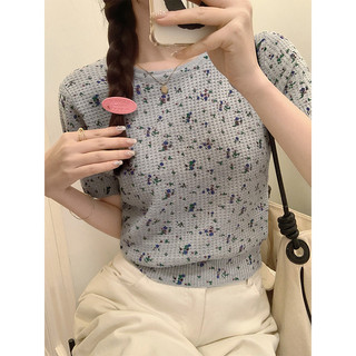 Áo baby tee Áo Coquette Tay Ngắn Áo Kiểu Nữ ôm body Áo thun ngắn tay vai chính hãng dành cho nữ Xuân Hè 2024 Phong cách mới Áo dệt kim hoa