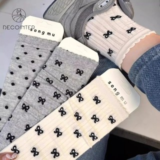 1 / 4 đôi tất nơ thoáng khí đơn giản - vớ chấm bi dễ thương phong cách hàn quốc - nữ thời trang nơ chấm bi chấm bi