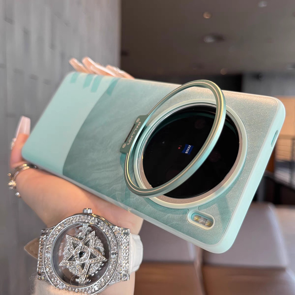 Vỏ da màu khung ống kính kim loại cho Vivo X100 X100S Pro X100pro Vỏ điện thoại mềm có giá đỡ máy tính để bàn
