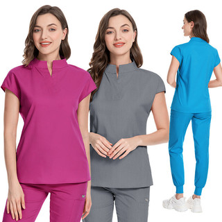 Slim Fit Y Tế Chà Đồng Phục Nữ Tẩy Tế Bào Chết Bộ Phụ Kiện Điều Dưỡng Bệnh Viện Phẫu Thuật Áo Choàng Phòng Khám Nha Khoa Thẩm Mỹ Viện Bảo Hộ Lao Động