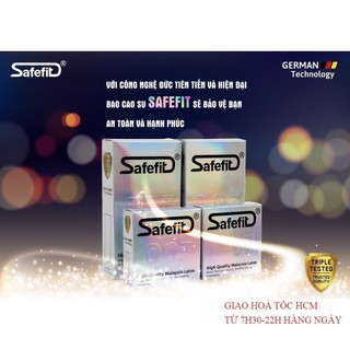 Bao cao su safefit siêu mỏng 003, chân thật, chống tuột size 49mm hộp 3 cái, 12 cái