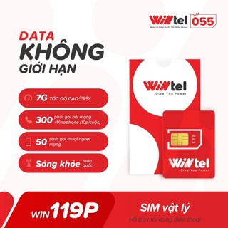 Sim wintel win119p data 4g không giới hạn data + miễn phí gọi chỉ với 119k/tháng